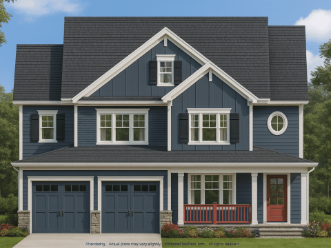 Stylish Home Plan with 2.5 Stories, Blueprint, and CAD Designs