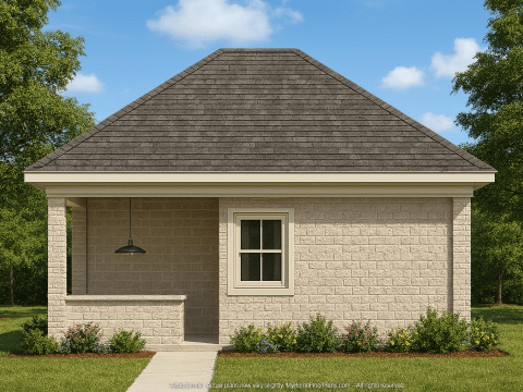 Stylish Pool House Floor Plan with Outdoor Kitchen and Lanai