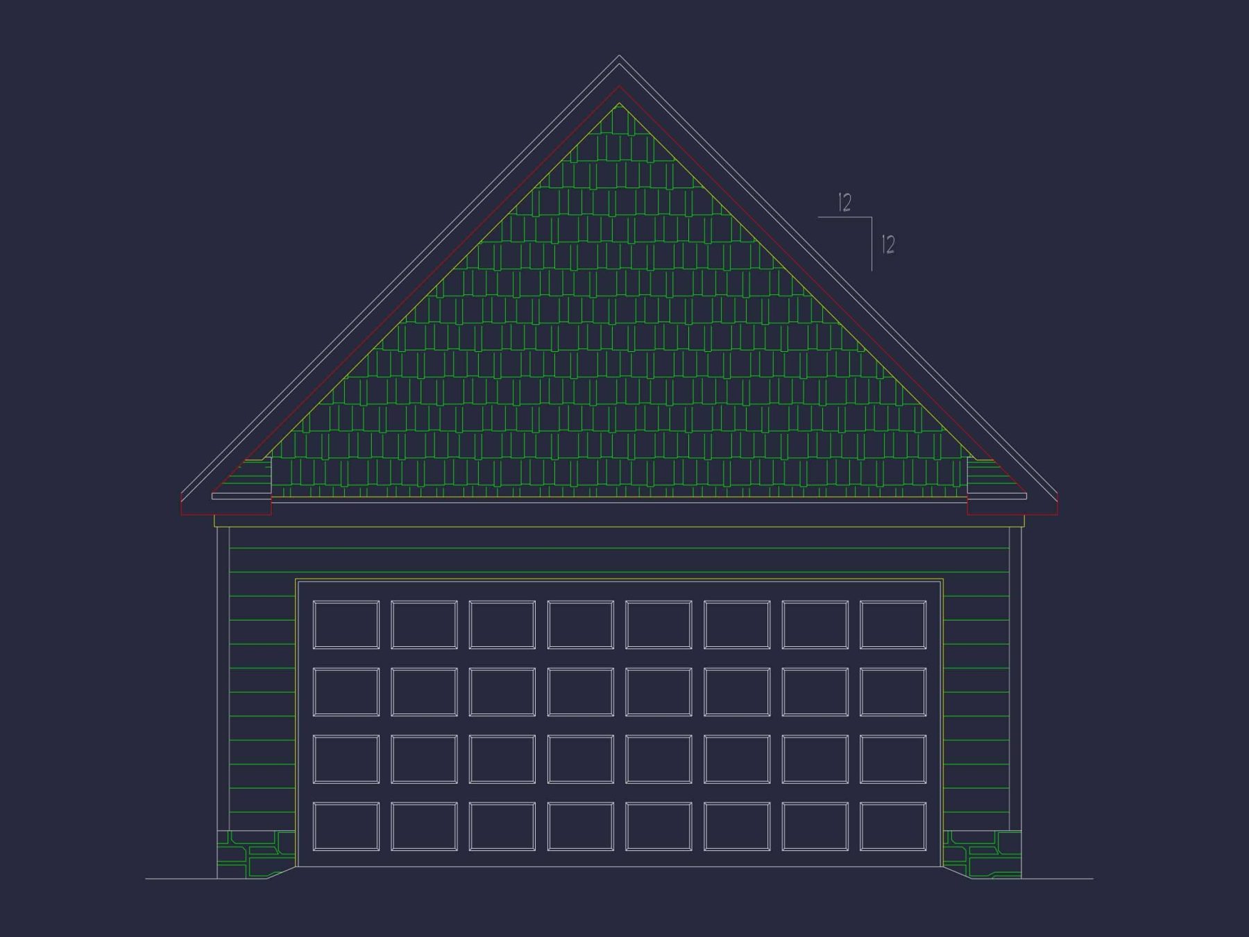 Traditional 2-Bay Garage Floor Plan with CAD Blueprint Design