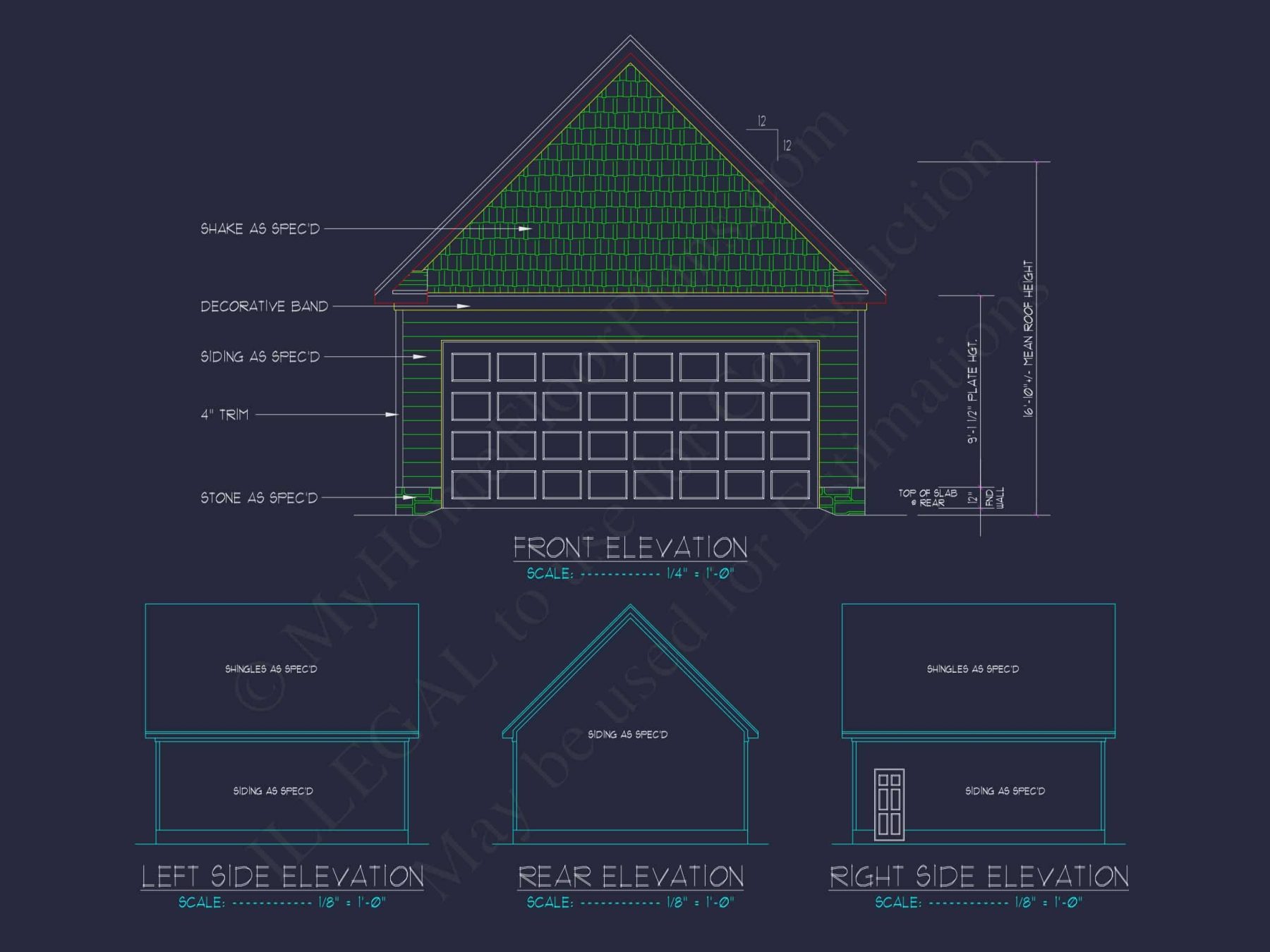 Traditional 2-Bay Garage Floor Plan with CAD Blueprint Design