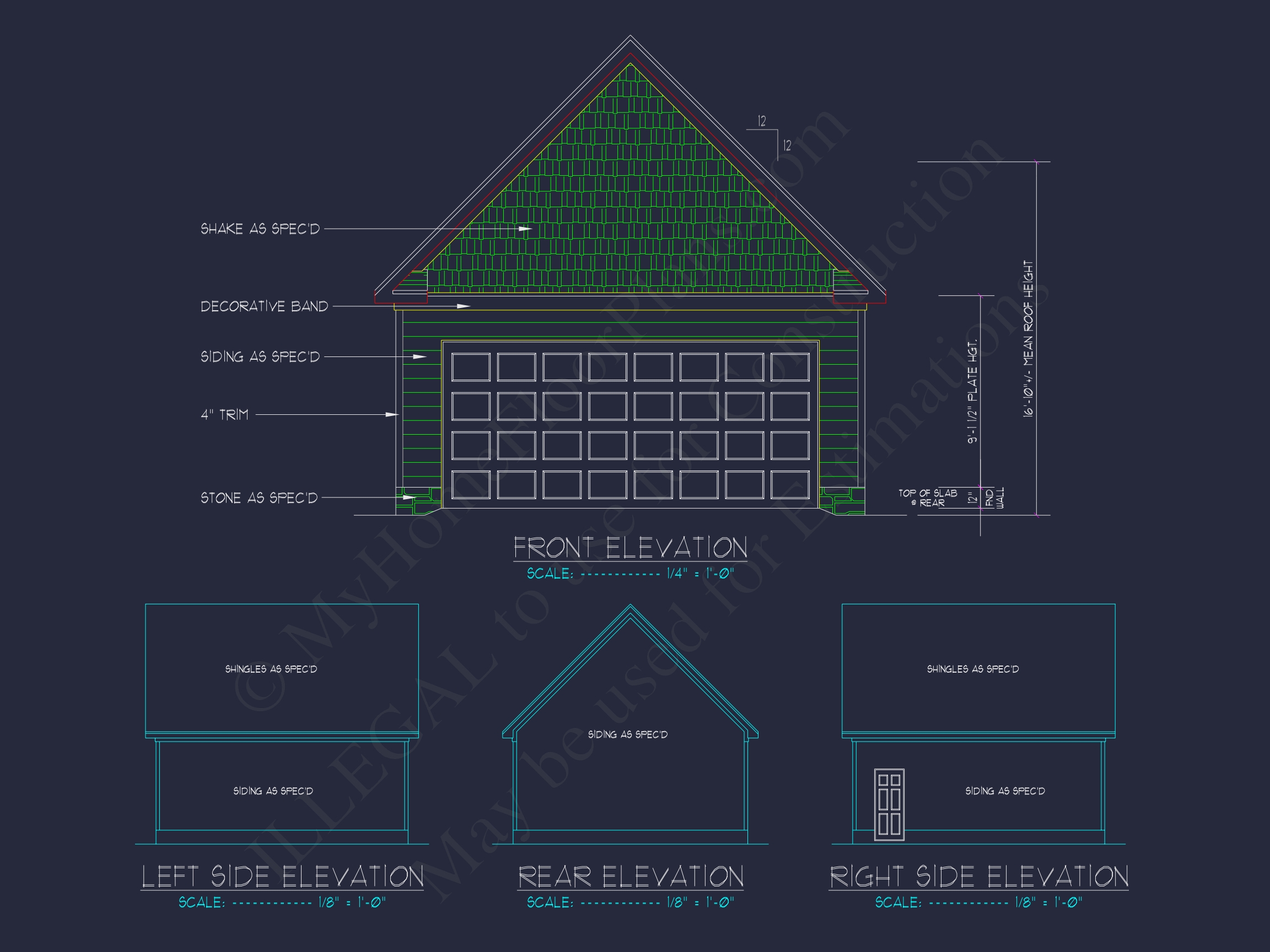 Traditional 2-Bay Garage Floor Plan with CAD Blueprint Design