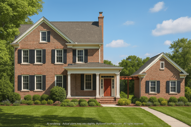 Traditional 2-Story House Plan with 3-Car Garage 3,202 Sq Ft Blueprint