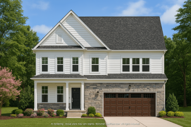 Traditional 2-Story House Plan with Fireplace & Screened Porch
