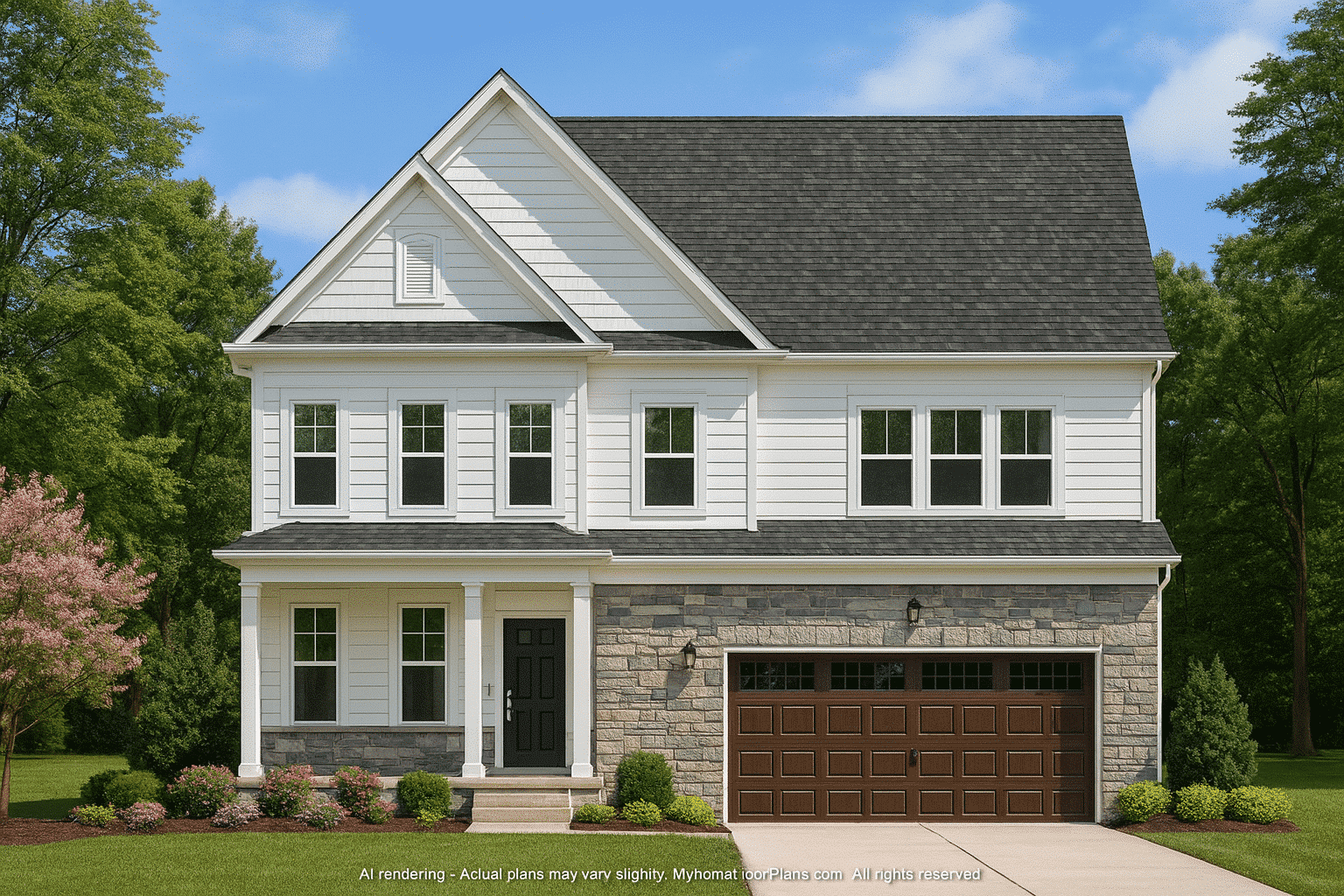 Traditional 2-Story House Plan with Fireplace & Screened Porch