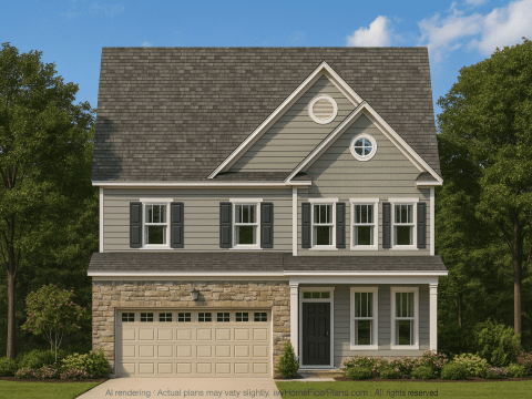 Traditional 2-Story House Plan with Open Floor Plan & Fireplace (2,912 Sq Ft)