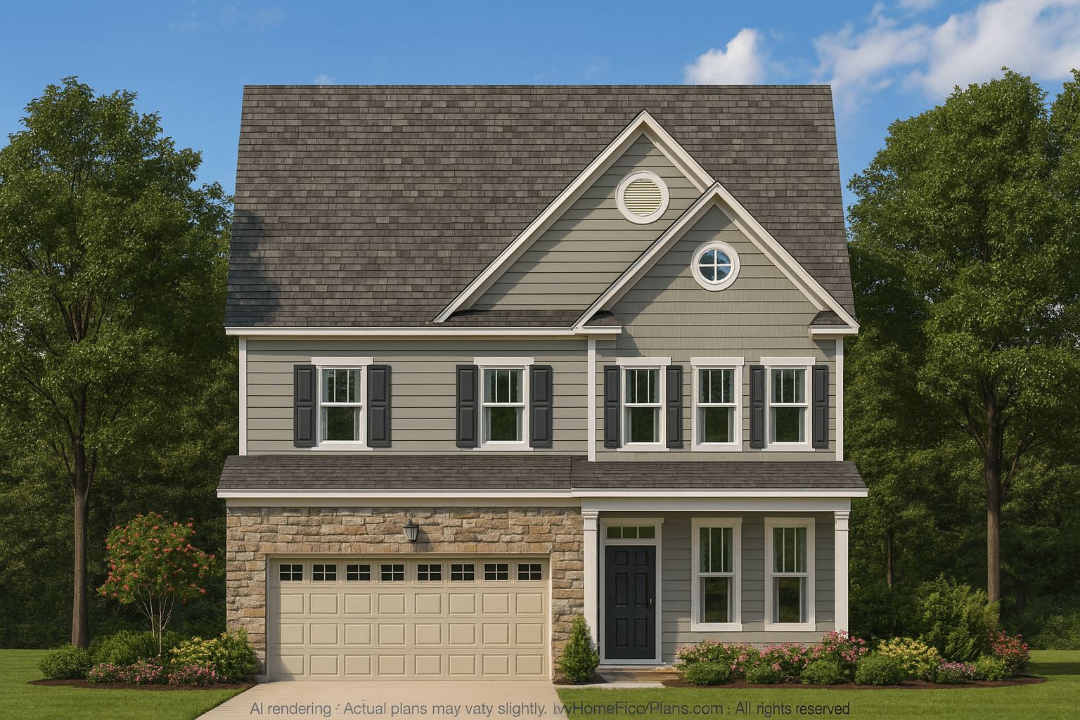 Traditional 2-Story House Plan with Open Floor Plan & Fireplace (2,912 Sq Ft)