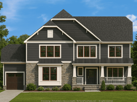 Traditional 4-Bed Colonial Home Floor Plan & Blueprint