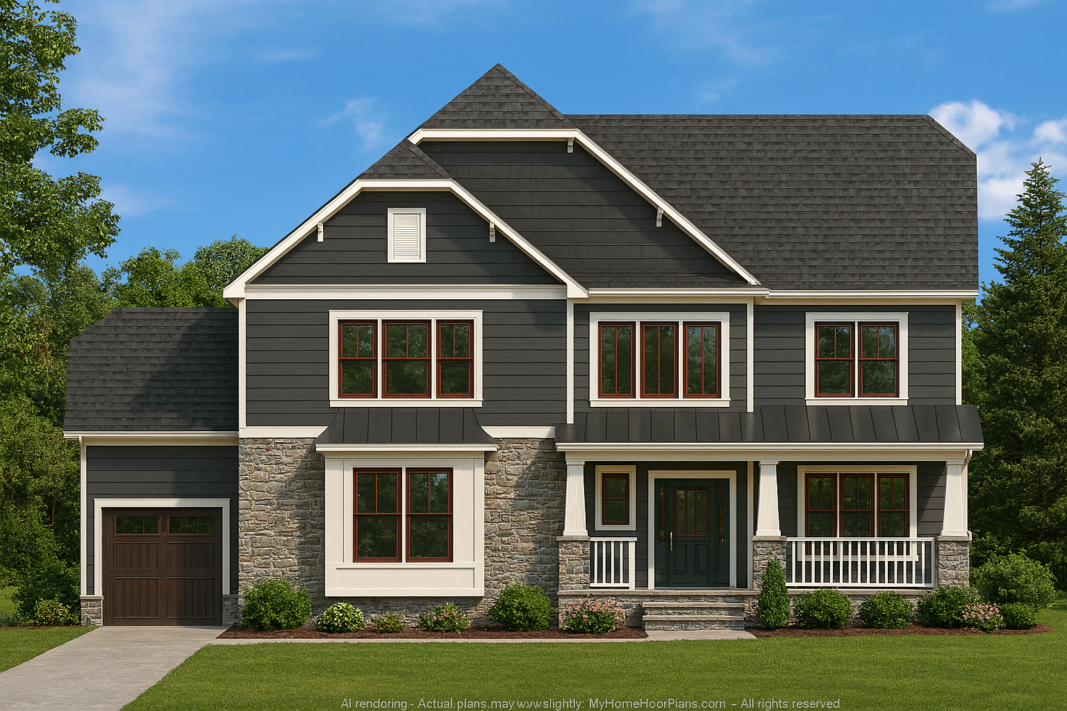 Traditional 4-Bed Colonial Home Floor Plan & Blueprint