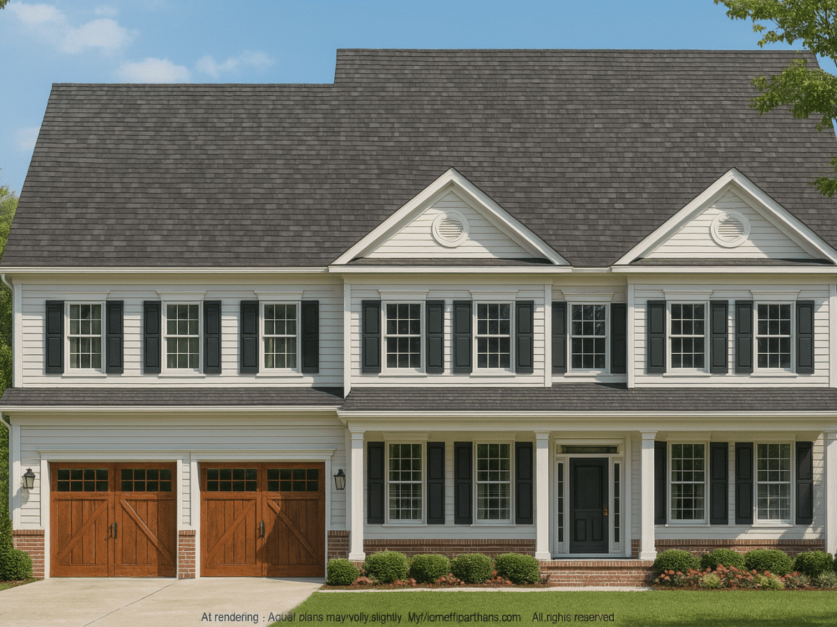 Traditional 4 Bedroom Home Plan with 2 Car Garage Floor Plans & Blueprints (2)