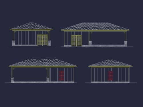 Traditional Carport House Design with CAD Floor Plan Blueprint
