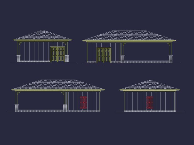 Traditional Carport House Design with CAD Floor Plan Blueprint