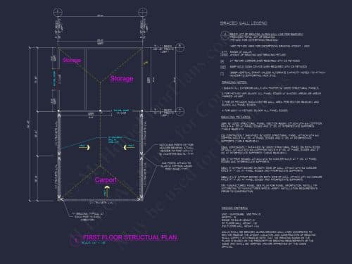 Traditional Carport House Design with CAD Floor Plan Blueprint