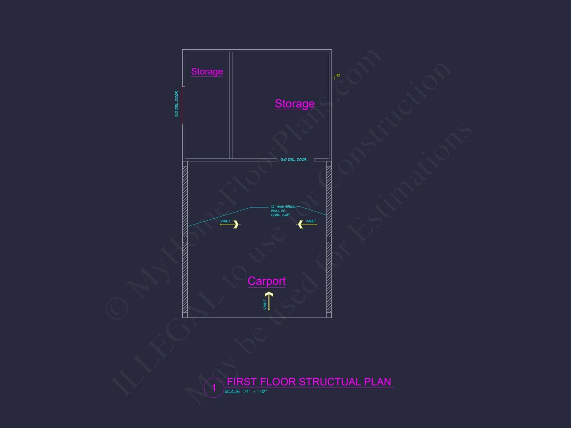 Traditional Carport House Design with CAD Floor Plan Blueprint