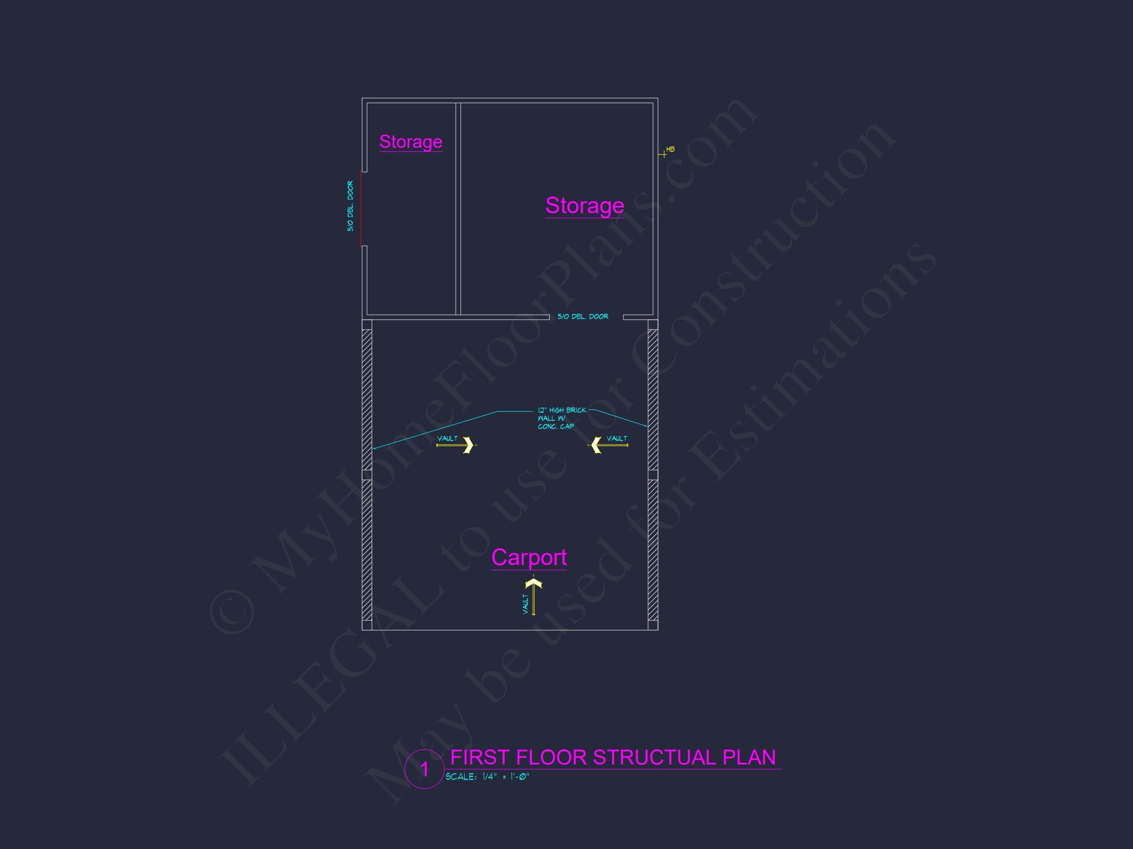 Traditional Carport House Design with CAD Floor Plan Blueprint