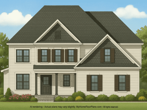 Traditional Colonial 3-Bedroom House Floor Plan & Blueprint