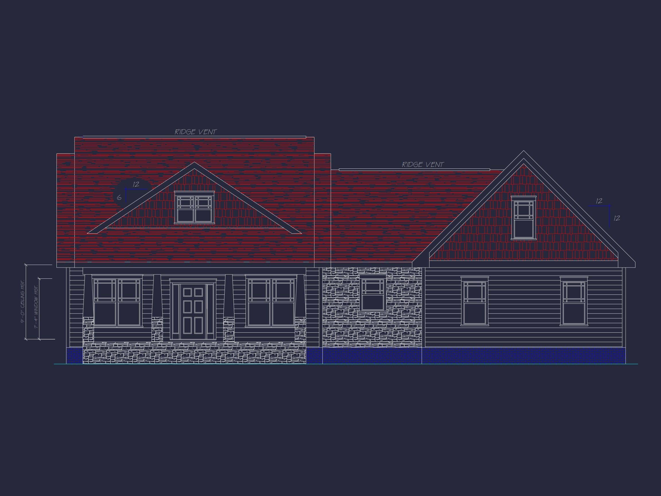 Traditional Colonial Home Plan with 2 Floors and 4 Bedrooms