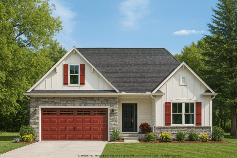 Traditional Craftsman Home Plan with 3 Bedrooms and Vaulted Ceilings