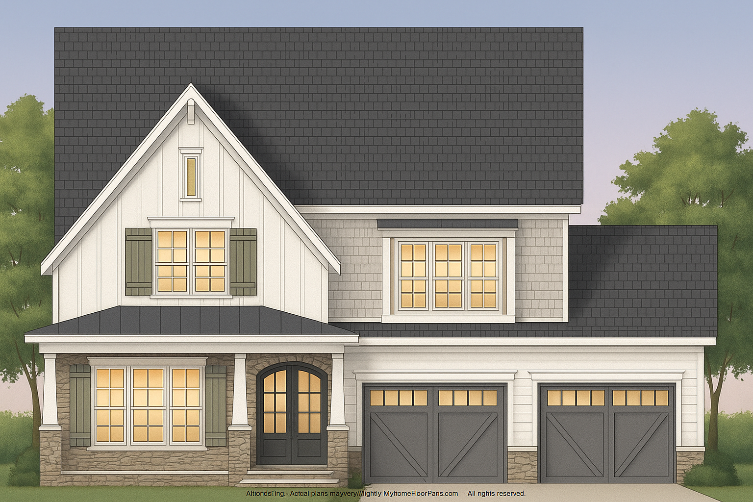 Traditional Craftsman Home Plan with 4 Bedrooms & Detailed CAD Blueprints