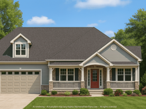 Traditional Craftsman House Plan 2-Story Blueprint with CAD Design