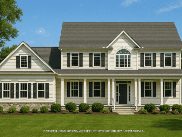 Traditional Home Plan with 2 Floors and CAD Designs Blueprint