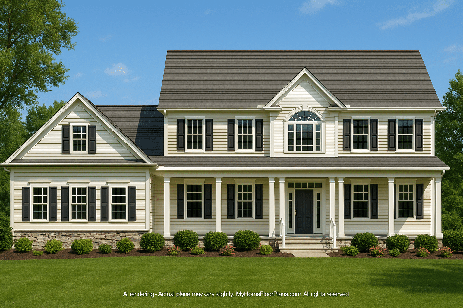 Traditional Home Plan with 2 Floors and CAD Designs Blueprint