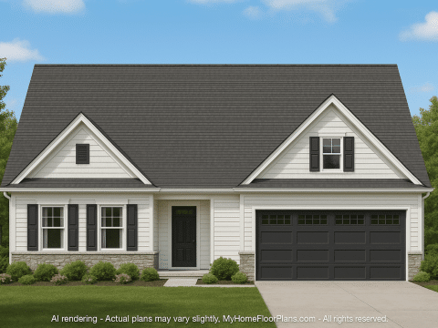 Traditional Home Plan with 3 Bedrooms, 2-Car Garage & CAD Designs