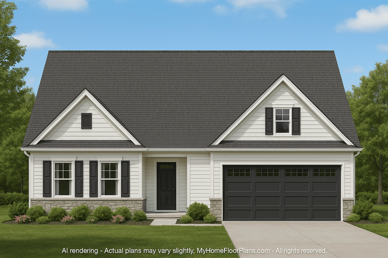 Traditional Home Plan with 3 Bedrooms, 2-Car Garage & CAD Designs