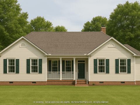 Traditional Ranch Home Plan – 4 Bedrooms, 3 Baths, CAD Files & Blueprints