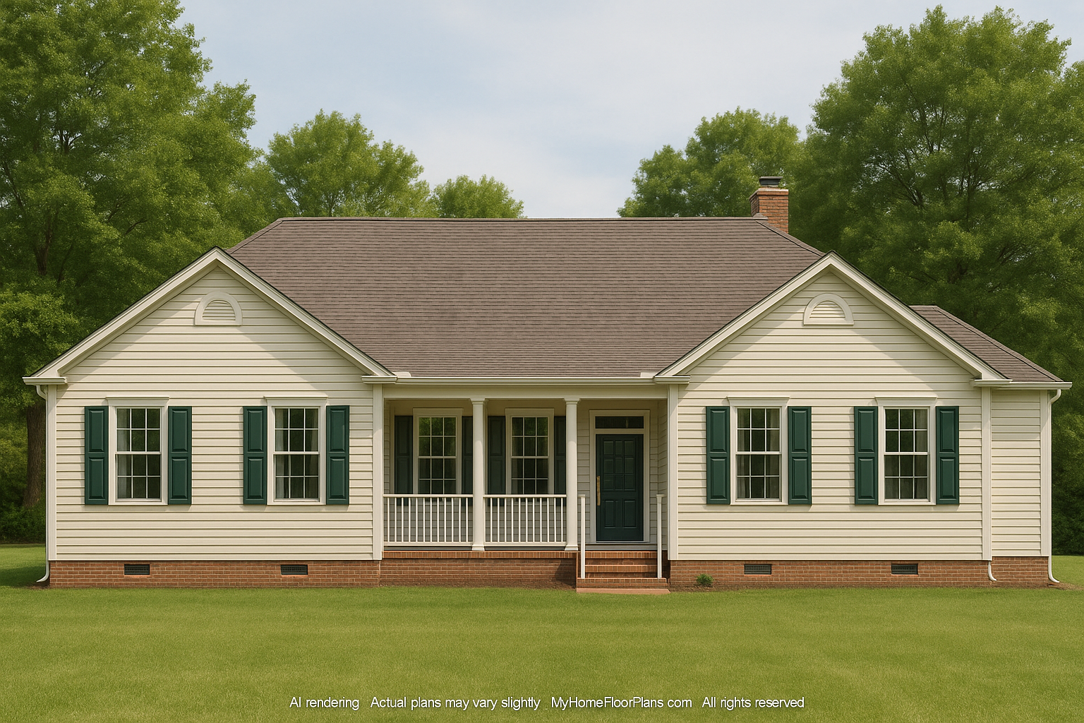 Traditional Ranch Home Plan – 4 Bedrooms, 3 Baths, CAD Files & Blueprints