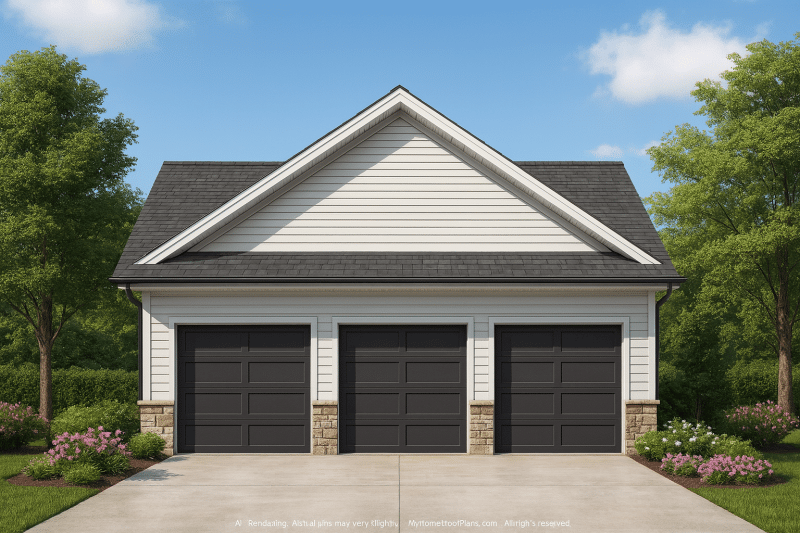Two-Story Garage house Plan with CAD Designs and Floor Plan