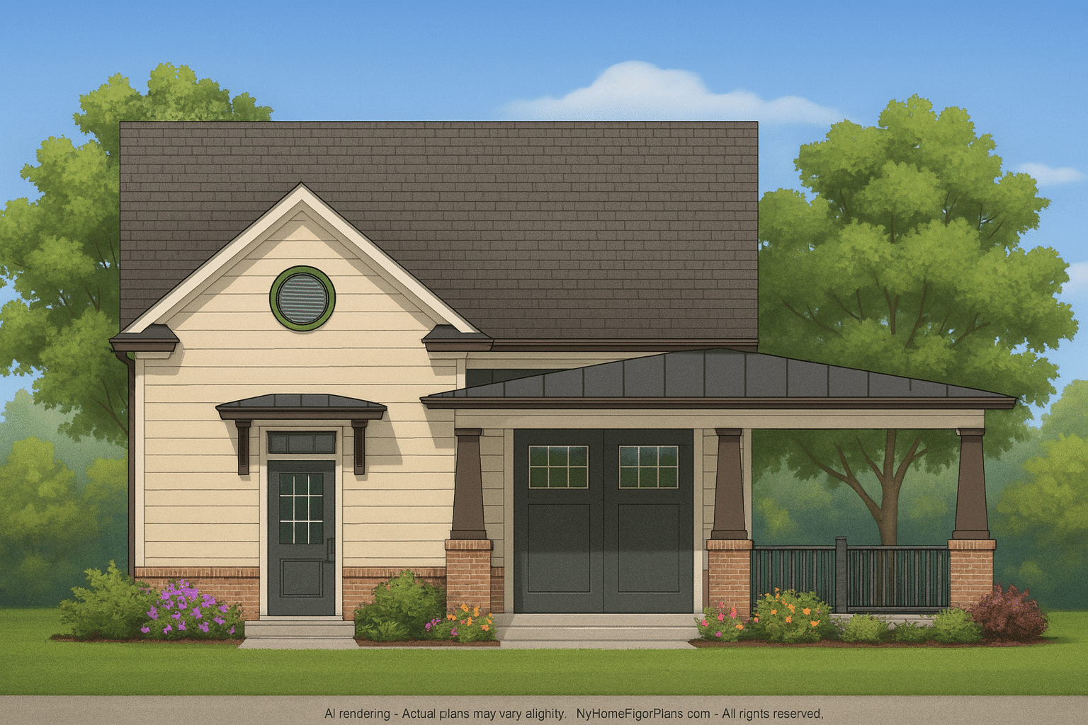 Versatile House Plan with Garage Workshop & Vaulted Ceilings