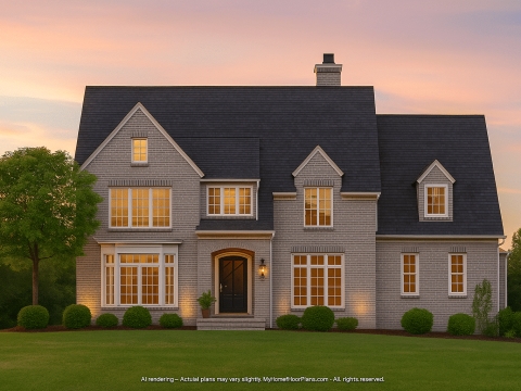 uxury 2-Story House Plan with Vaulted Ceilings & 5 Bedrooms