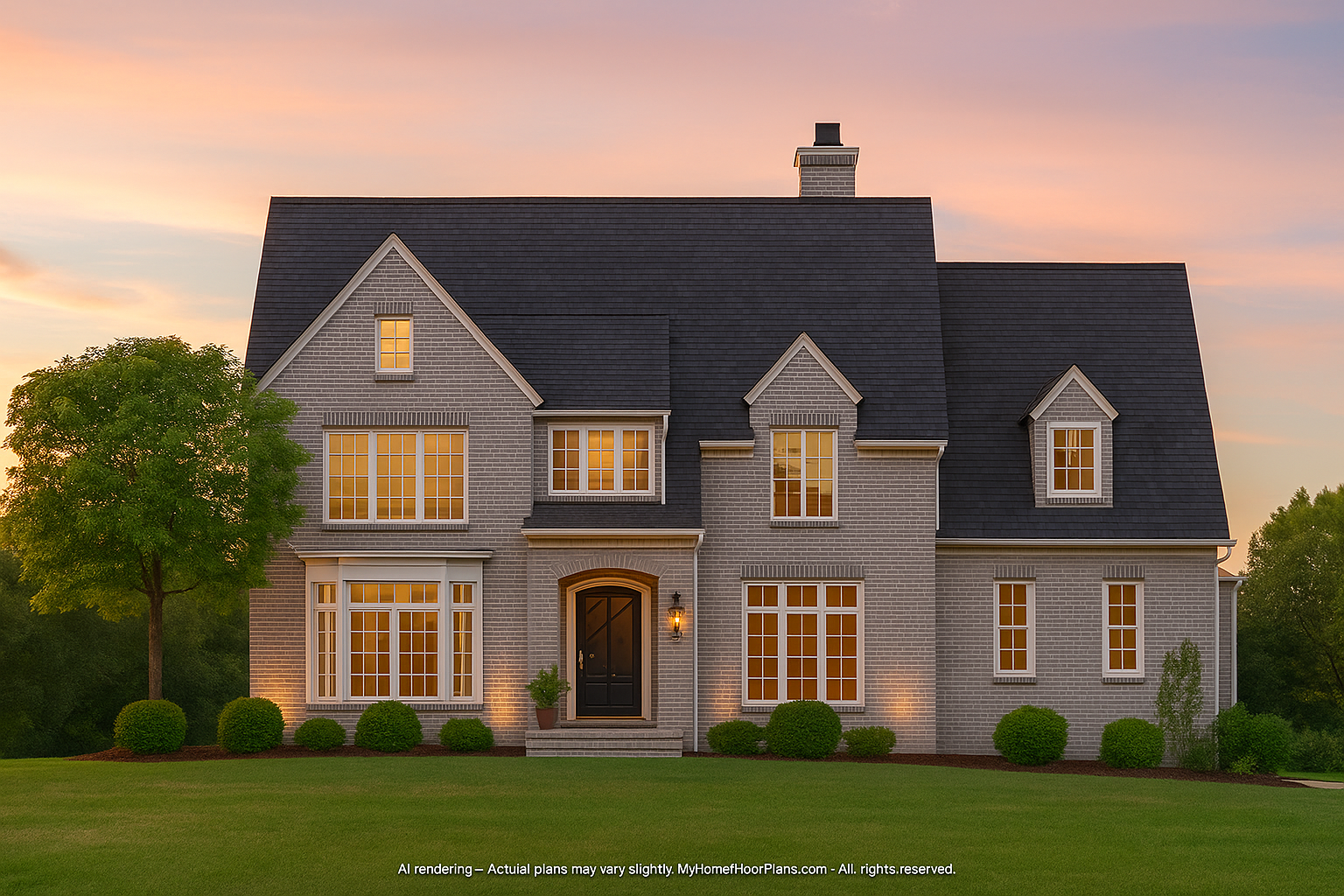 uxury 2-Story House Plan with Vaulted Ceilings & 5 Bedrooms