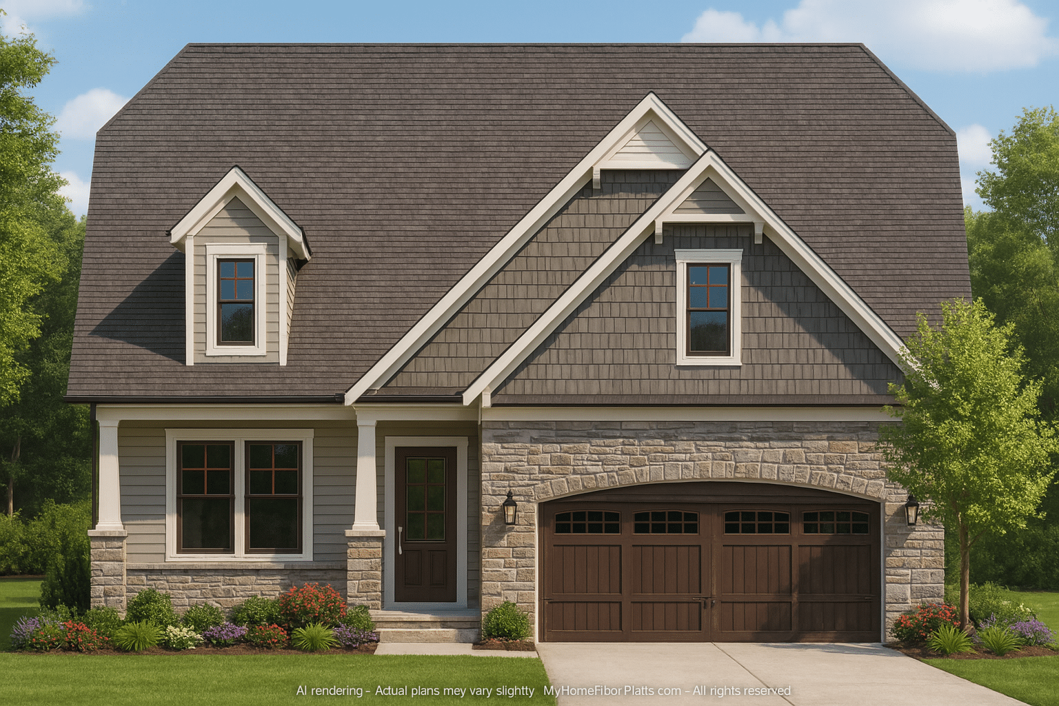 2-Story 4-Bedroom Craftsman House Plan with Front-Entry Garage