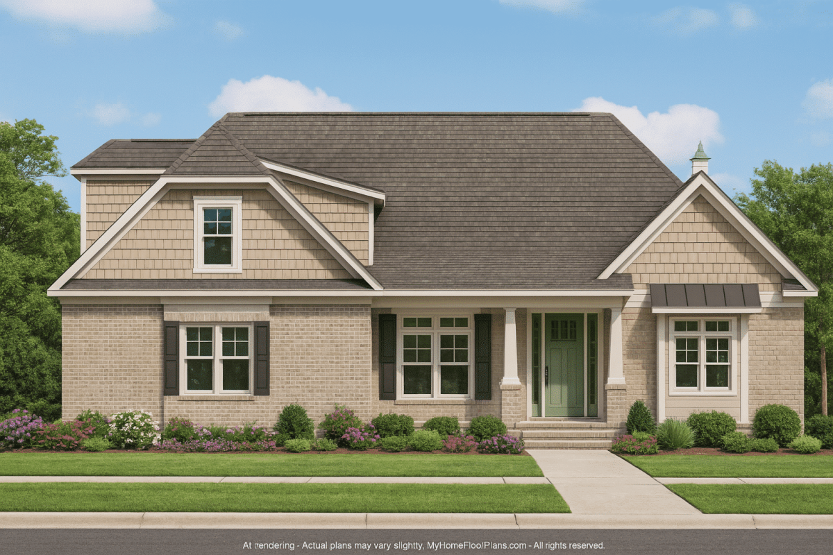 2-Story, 5-Bed Traditional House Floor Plan with Open Layout