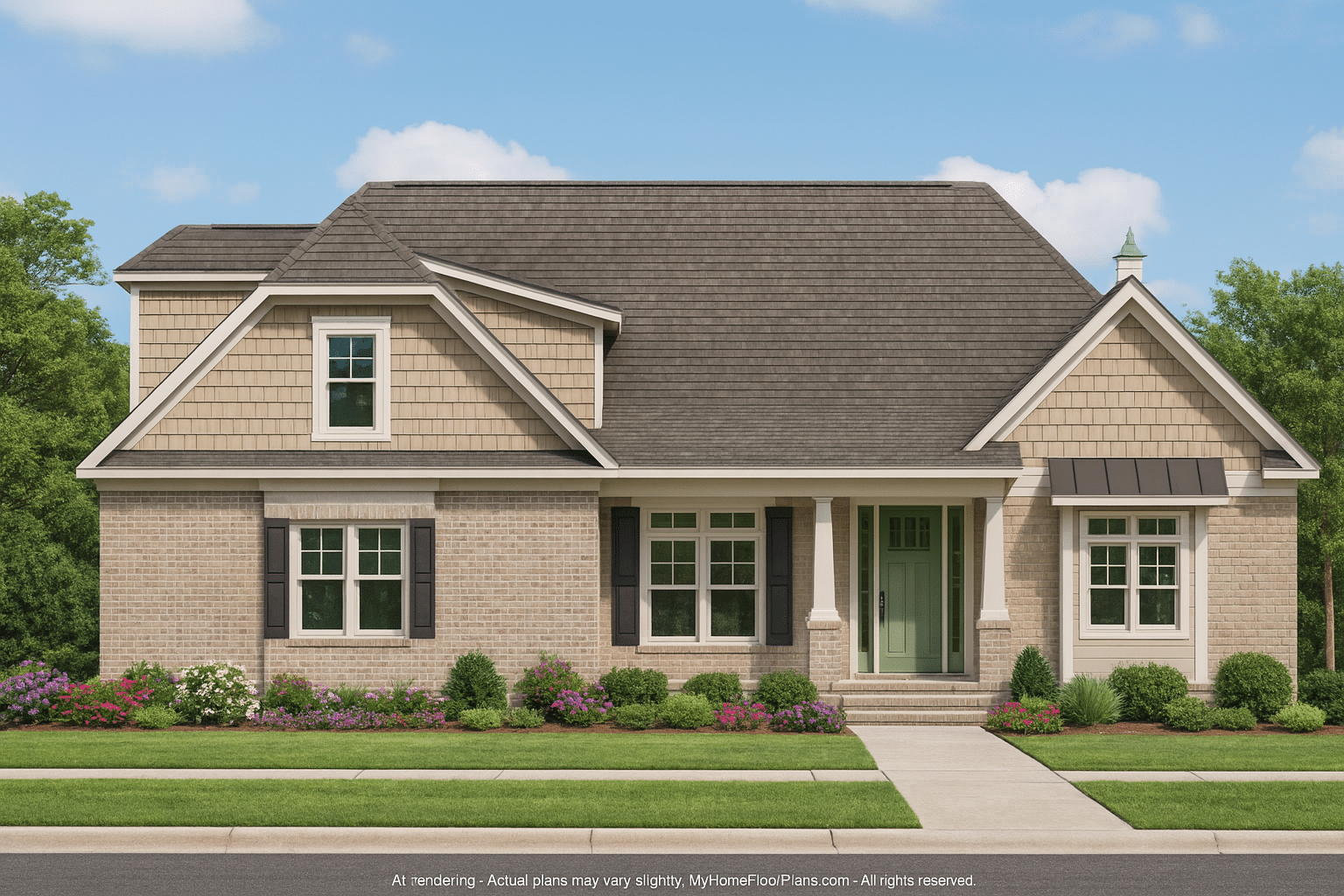 2-Story, 5-Bed Traditional House Floor Plan with Open Layout