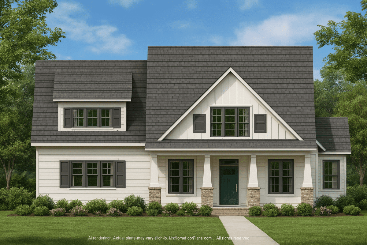 2-Story Craftsman House Plan with Vaulted Ceilings & Flexible Layout