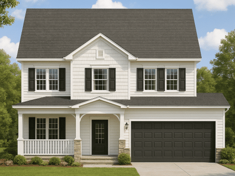 2-Story Farmhouse Home Plan with Open Floor Plan & Attic Storage