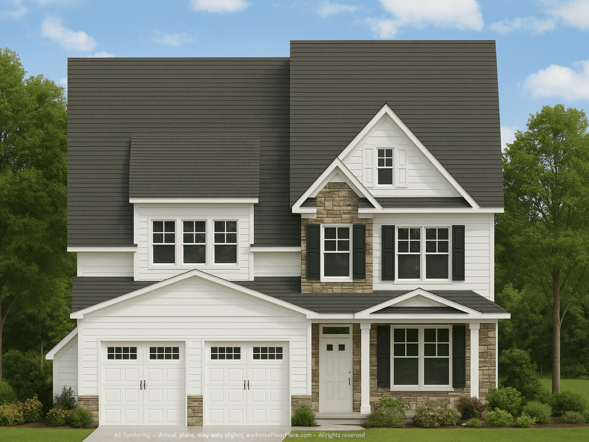 2-Story House Plan with 4 Bedrooms and 3-Car Garage