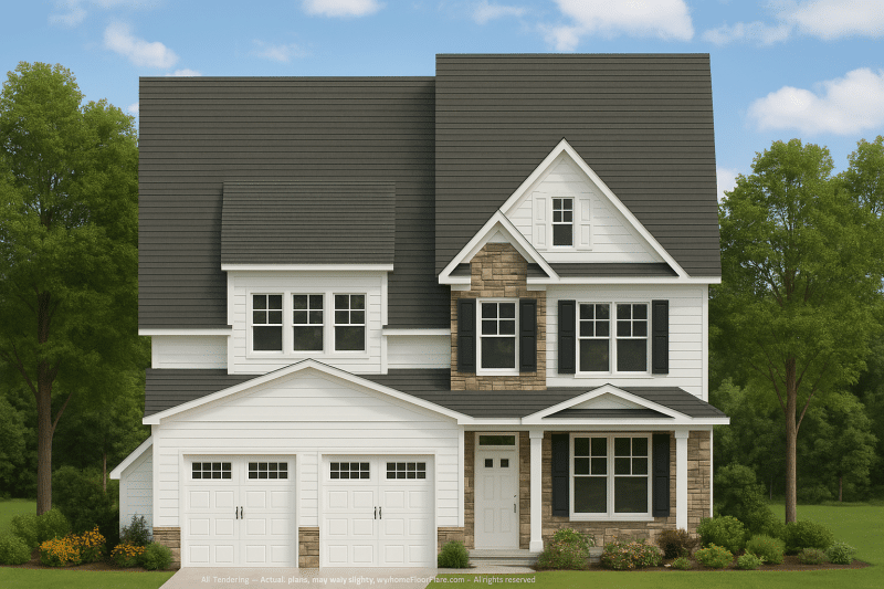 2-Story House Plan with 4 Bedrooms and 3-Car Garage