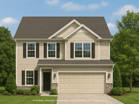 2-Story House Plan with CAD Blueprint and Vaulted Ceilings