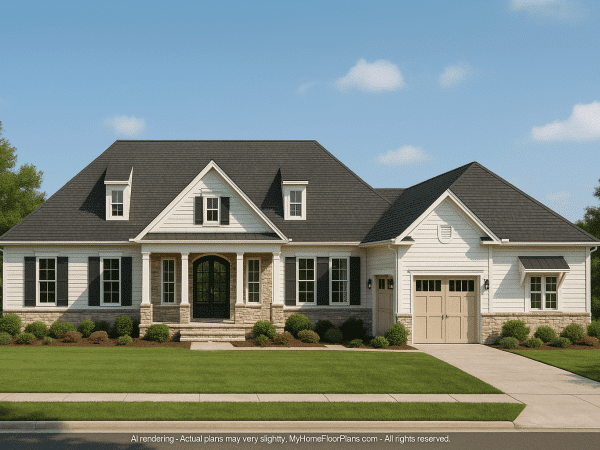 2-Story House Plan with Vaulted Ceilings and CAD Designs