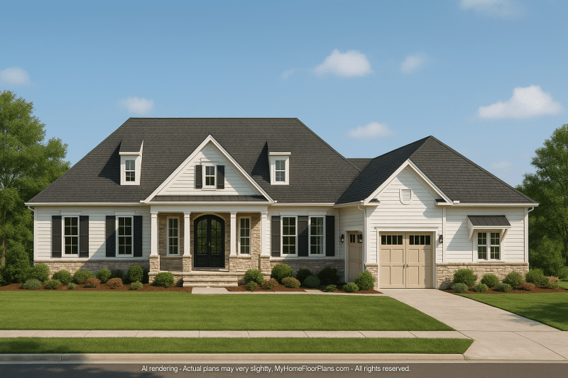 2-Story House Plan with Vaulted Ceilings and CAD Designs