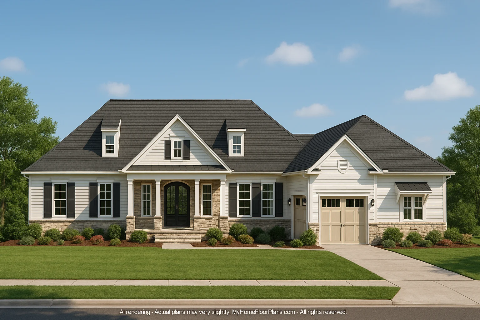 2-Story House Plan with Vaulted Ceilings and CAD Designs