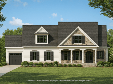 2-Story Luxury Home Plan with Brick Exterior and Screened Porch