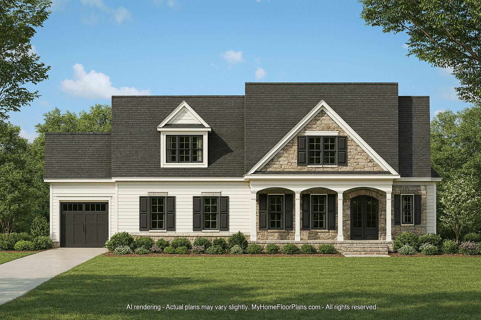 2-Story Luxury Home Plan with Brick Exterior and Screened Porch