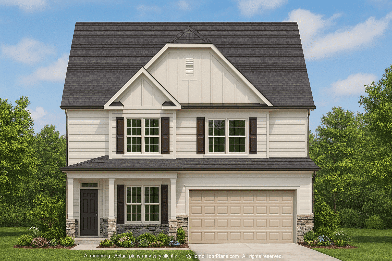 2-Story Traditional Home Plan with 4 Bedrooms and Open Floor Plan