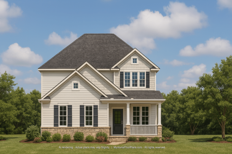 2-Story Traditional House Plan with 4 Bedrooms & Open Layout