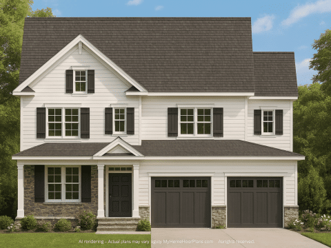 3-Story Craftsman-Style CAD House Plan with 5 Bedrooms and Dual Porches