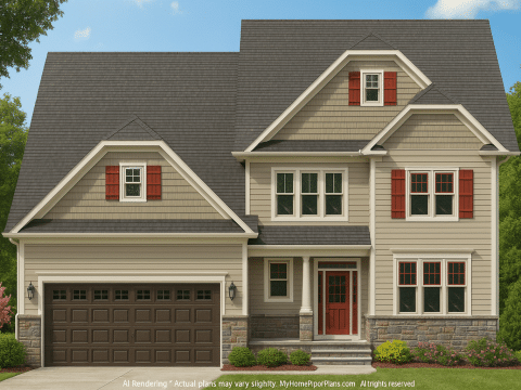 3-Story Modern Craftsman Home Floor Plan and Blueprint Design